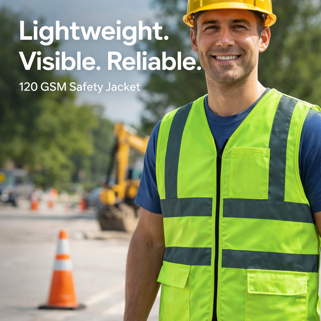 Reflective Jacket green colour 120 gsm, Ideal for construction, road work, traffic management, industrial sites(Pack of 10) 2