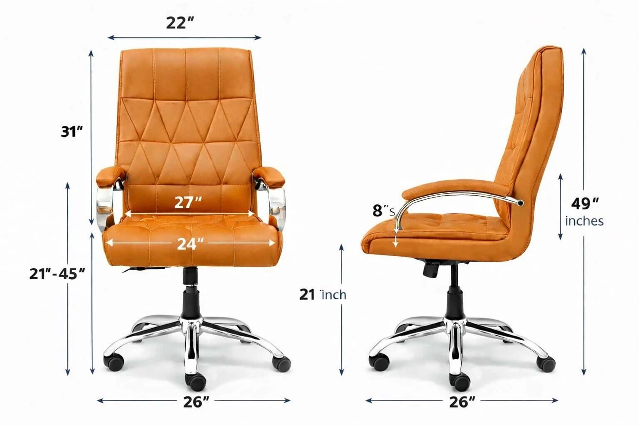 RM HOME Kevin Leather Office Adjustable Arm Chair (Navy Blue, DIY(Do-It-Yourself))(MkiviBi) 3