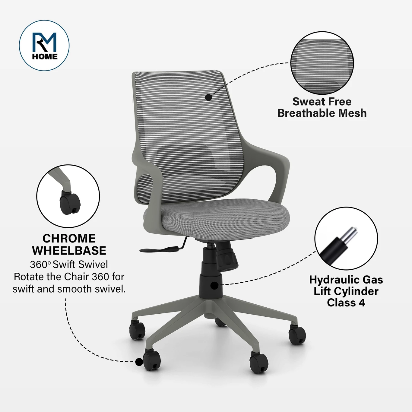 RM HOME Hamza Fabric ORM HOME Hamza Fabric Office Arm Chair (Grey, Optional Installation Available)ffice Arm Chair (Orange, Optional Installation Available)(Hamza IR4) 2
