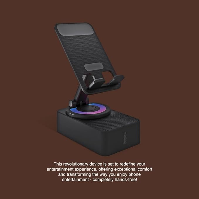 FINGERS Mini MOT (My-Own-TV) Bluetooth & USB Portable Speaker-Cum-Mobile Stand with 360° Rotation (Dazzling RGB Lights, 6-Hour Playback, Built-in Mic) - Rich Black 4
