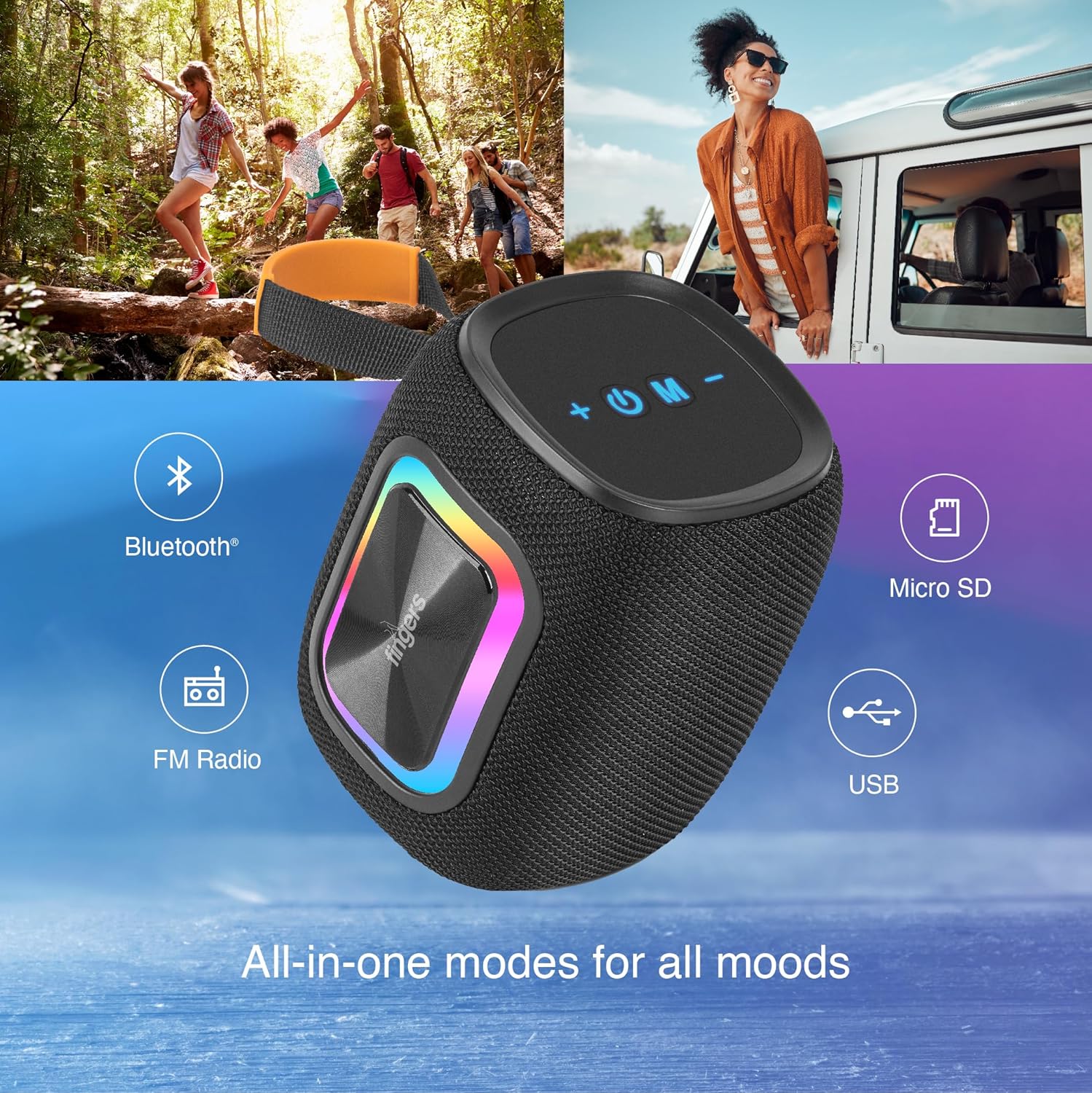 FINGERS GladiatorSound-12 Bluetooth Portable Speaker (Powerful 12 W Bass, RGB Lights, 12 Hours Playtime, Bluetooth? | FM Radio | MicroSD | USB(GladiatorSound-12) 5