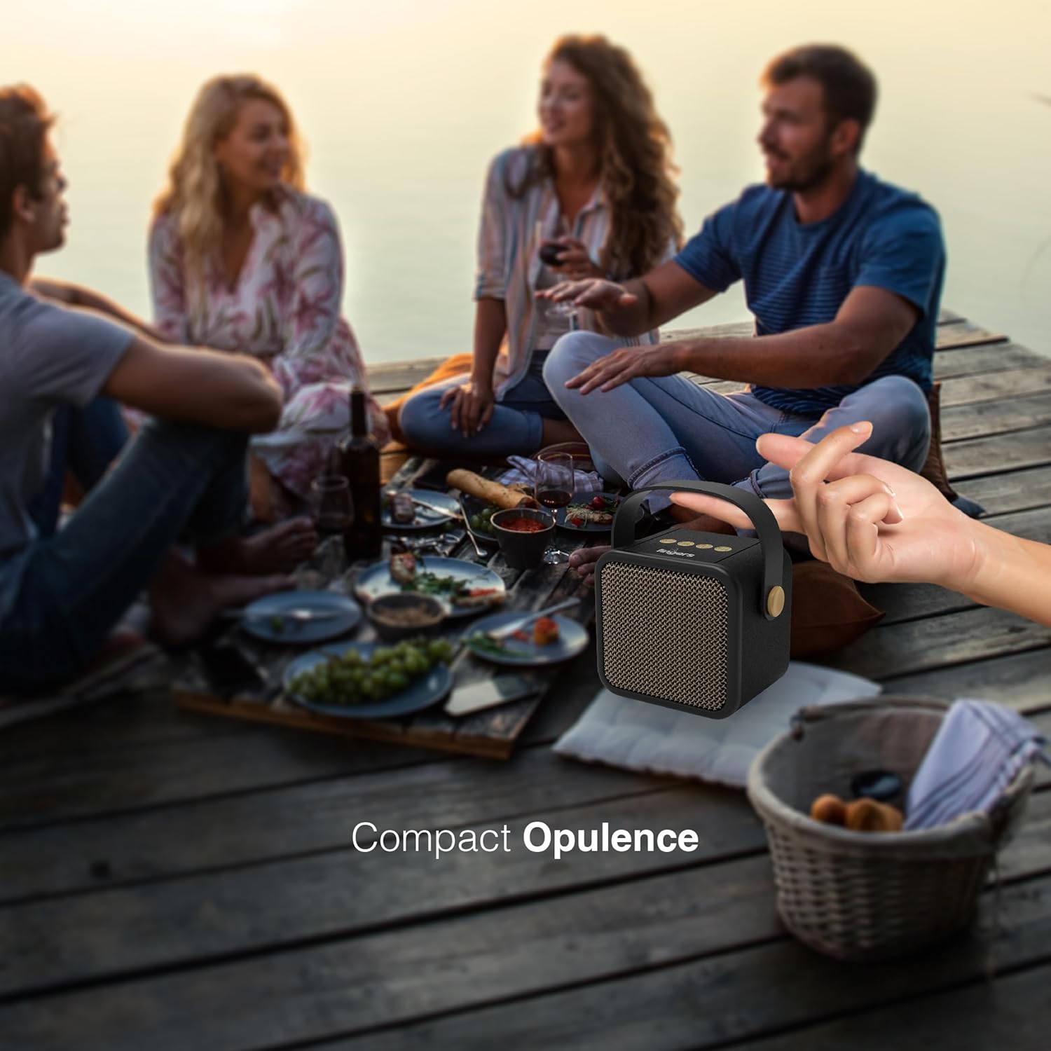 FINGERS SoundKing Portable Speaker with Magnificent Sound & Bold bass (Bluetooth® | FM Radio | MicroSD | USB | AUX, 12-Hour Playtime, Free Carry Strap, Built-in Mic) - Rich Black 4