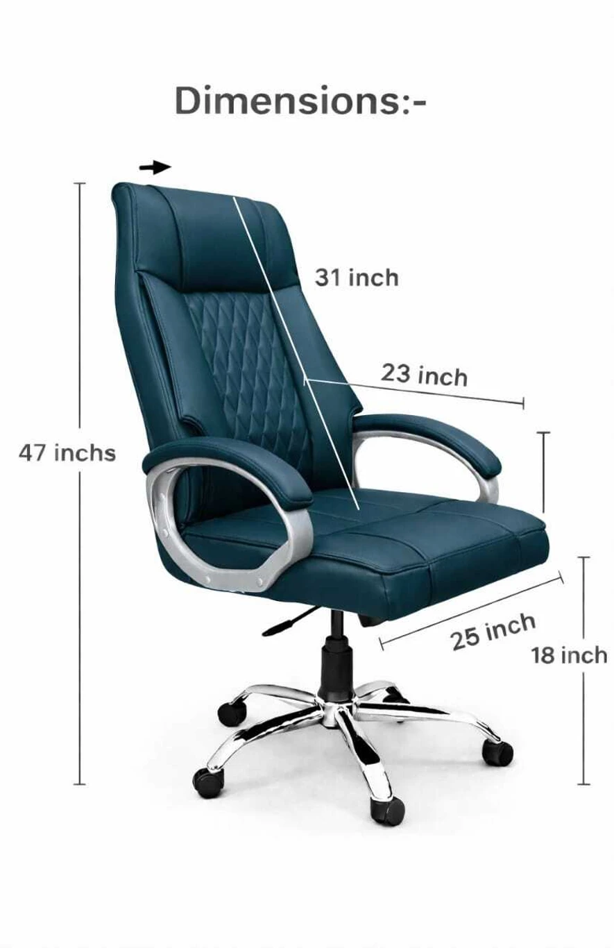 RM HOME RM ROYAL Leatherette Office Executive Chair (Blue, Optional Installation Available) 3