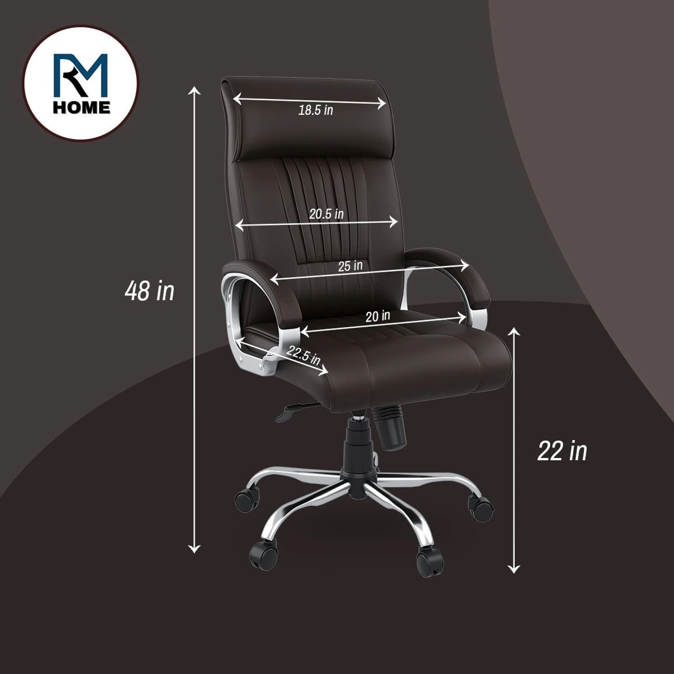 RM HOME Vista Fabric Office Adjustable Arm Chair (Brown, DIY(Do-It-Yourself)) 2