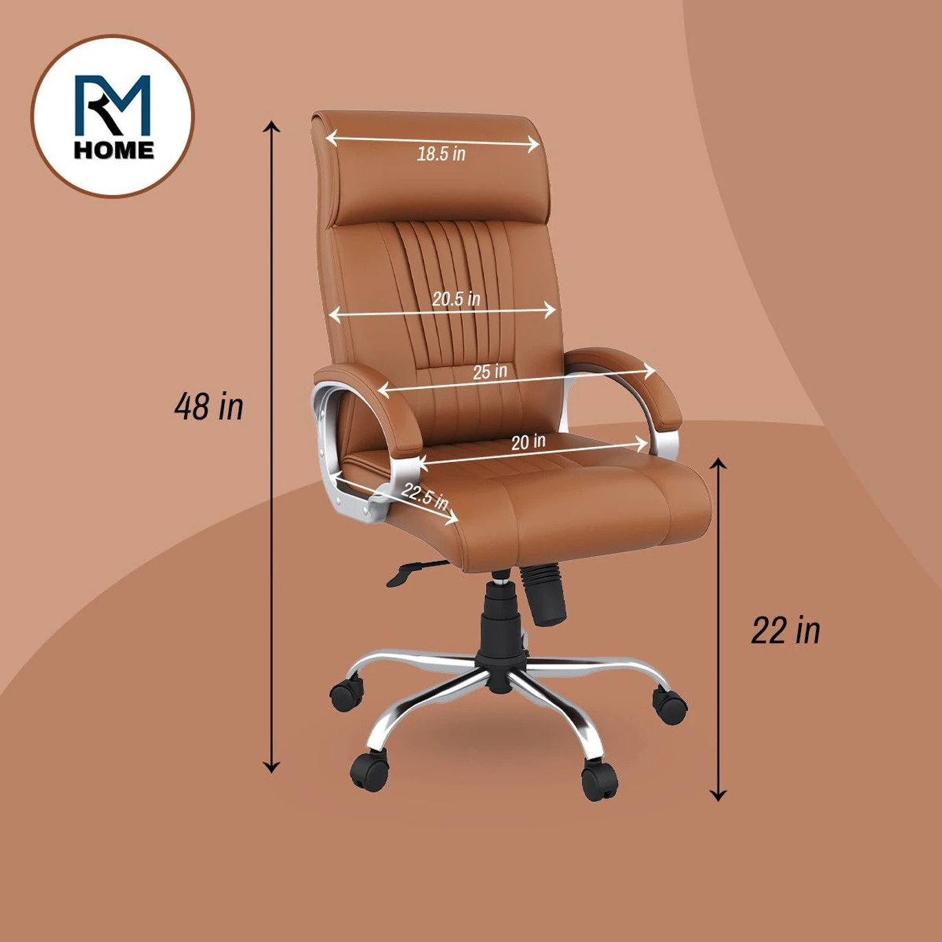 RM HOME Vista Fabric Office Adjustable Arm Chair (Tan, DIY(Do-It-Yourself)) 3