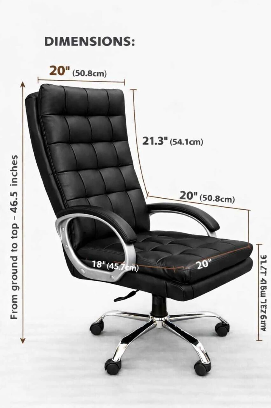 RM HOME Sera Premium Leather Boss office chair Leatherette Office Executive Chair (Black DIY(Do-It-Yourself)) 3
