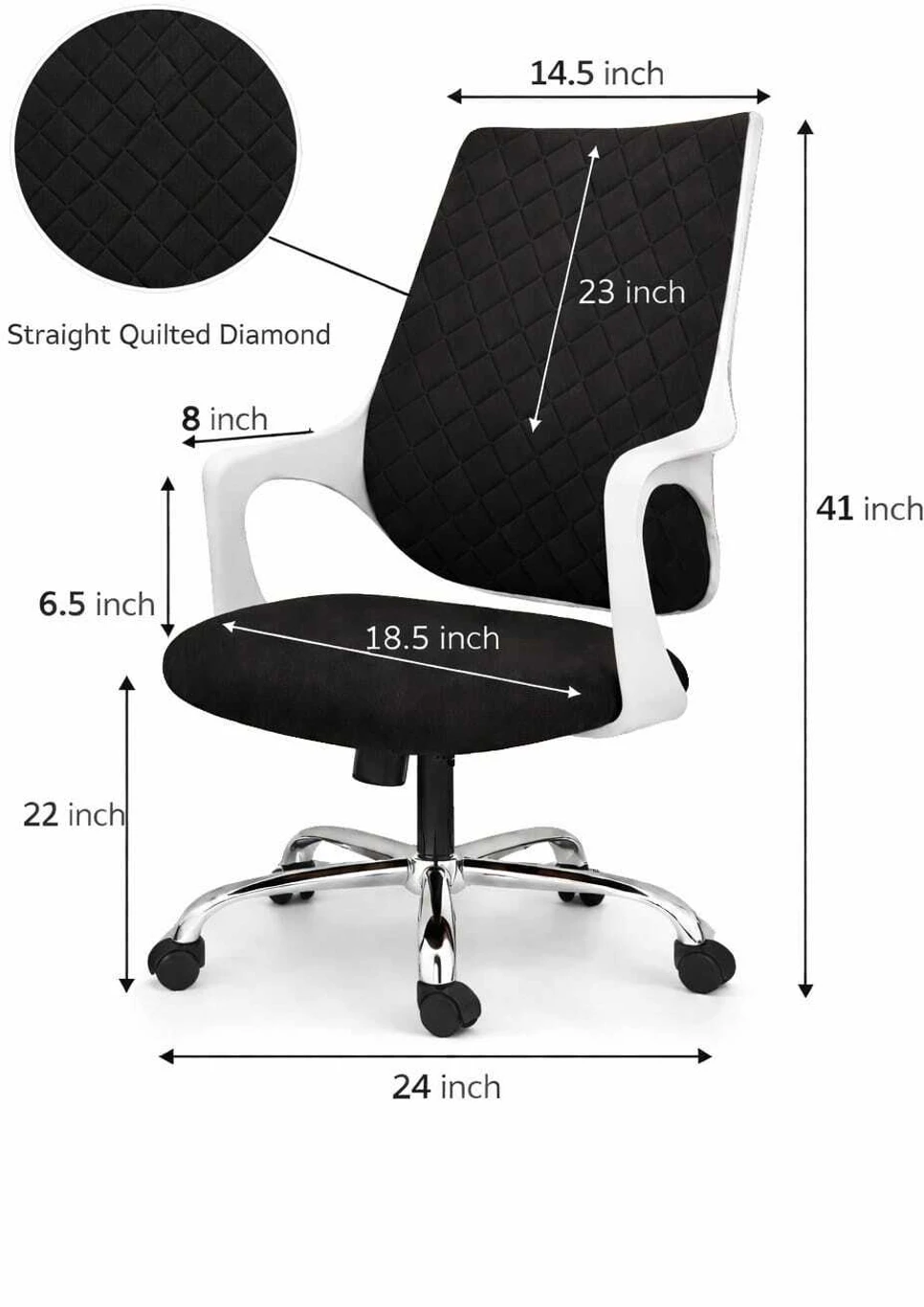 RM HOME Junaya Mid Back Ergonomic Fabric Office Adjustable Arm Chair (Black, DIY(Do-It-Yourself)) 3