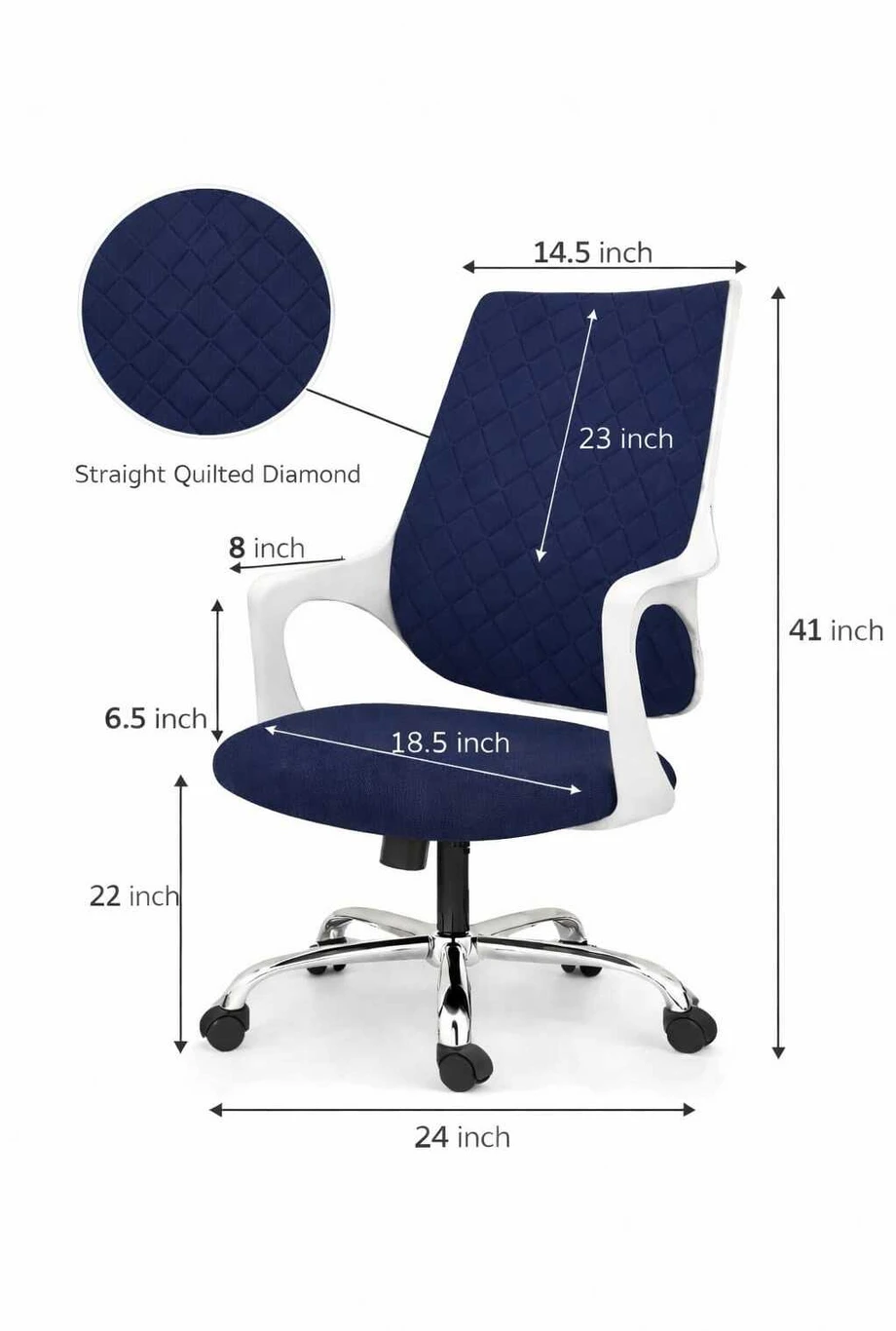 RM HOME Junaya Mid Back Ergonomic Fabric Office Adjustable Arm Chair (Blue, DIY(Do-It-Yourself)) 3