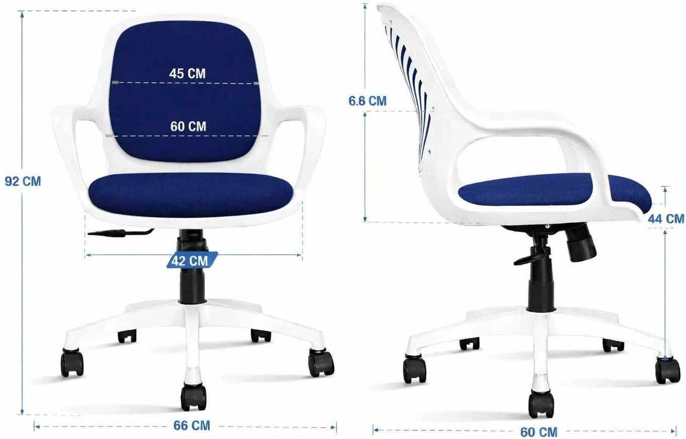 RM HOME Sharko Mid Back Ergonomic Fabric Office Adjustable Arm Chair (Blue, DIY(Do-It-Yourself)) 2