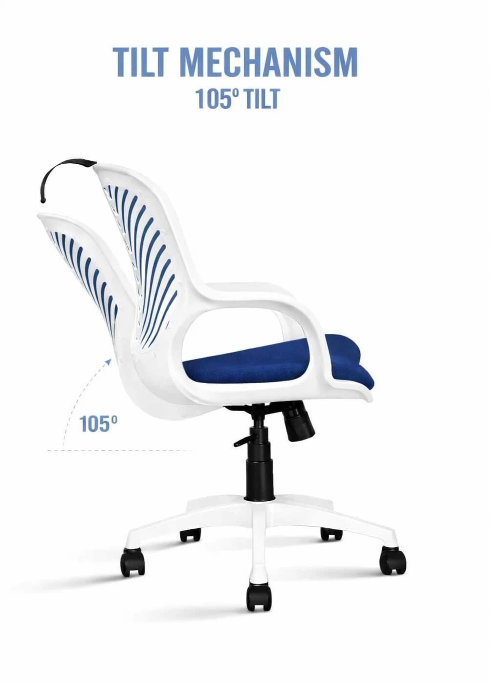 RM HOME Sharko Mid Back Ergonomic Fabric Office Adjustable Arm Chair (Blue, DIY(Do-It-Yourself)) 3