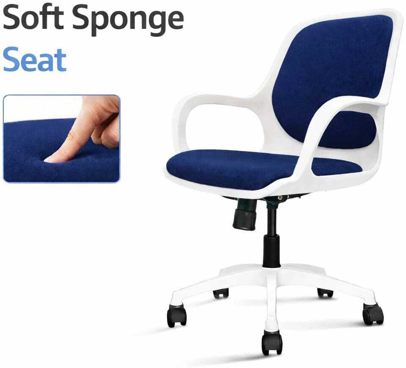 RM HOME Sharko Mid Back Ergonomic Fabric Office Adjustable Arm Chair (Blue, DIY(Do-It-Yourself)) 4