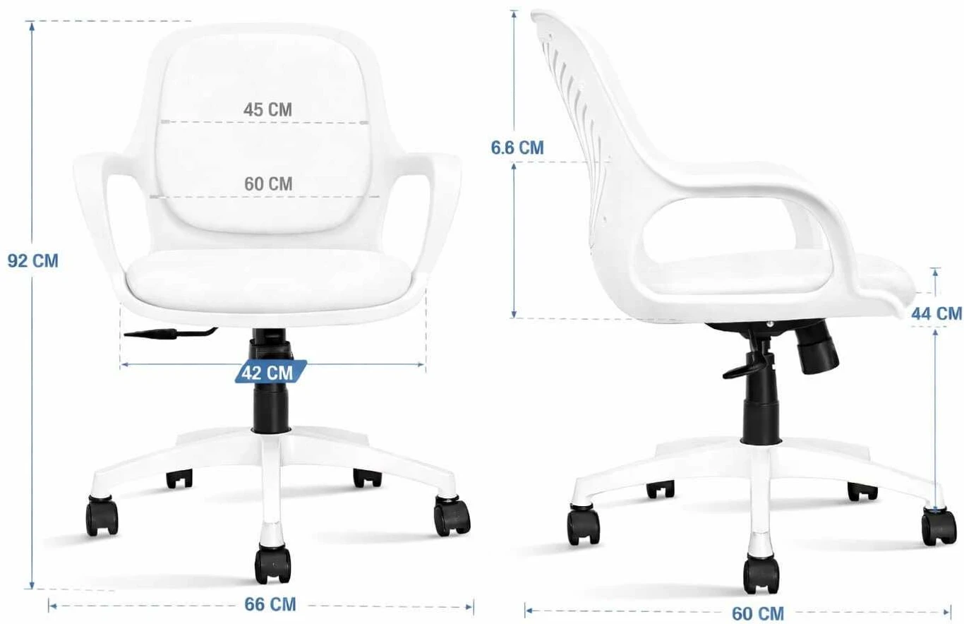 RM HOME Sharko Mid Back Ergonomic Fabric Office Adjustable Arm Chair (White, DIY(Do-It-Yourself)) 3