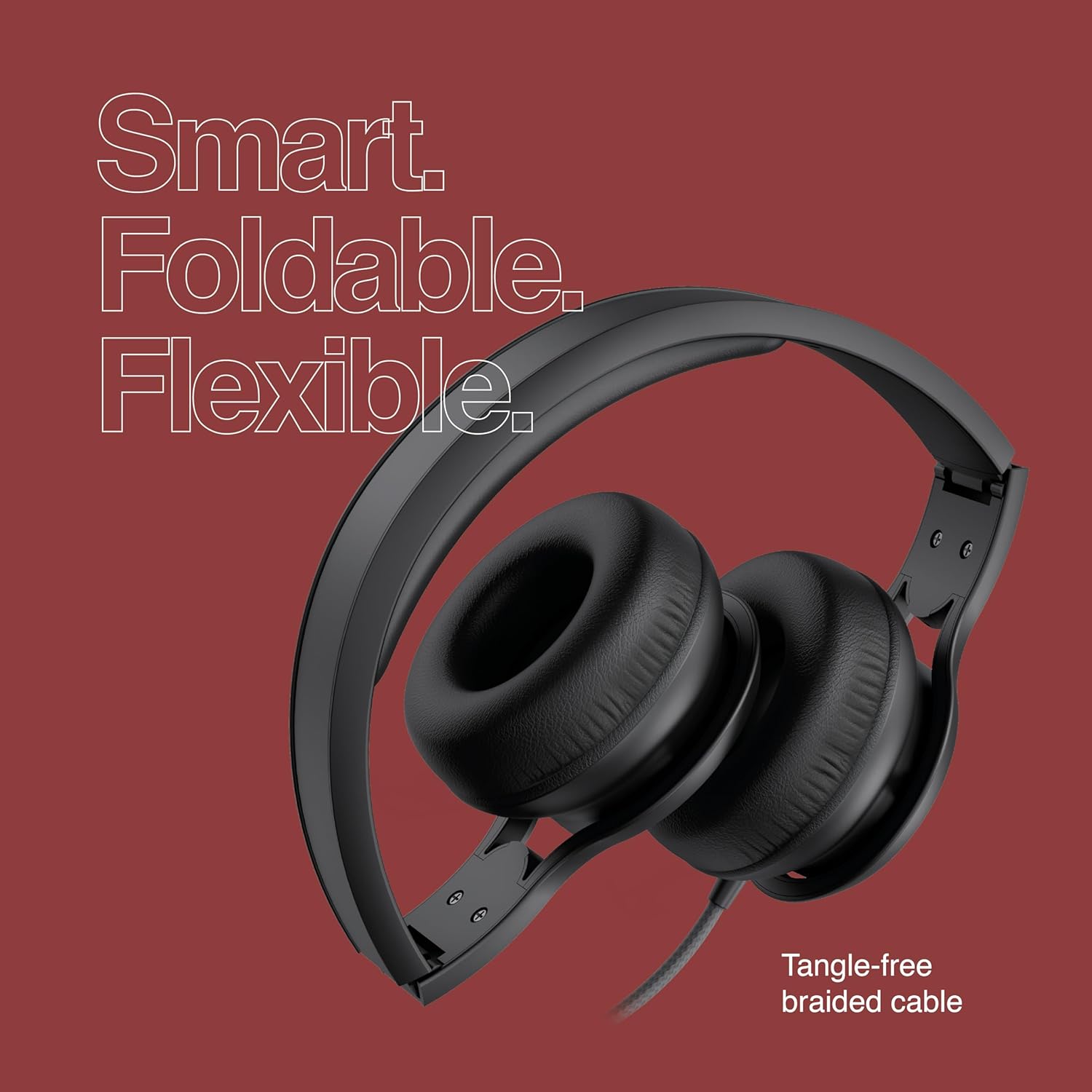 FINGERS S7 Wired On-Ear Headset with Built-in Mic (Single 3.5 mm Plug & Play, Powerful 40 mm Driver, Lightweight & Foldable Design, Braided Tangle-Free Cable) - Rich Black 5