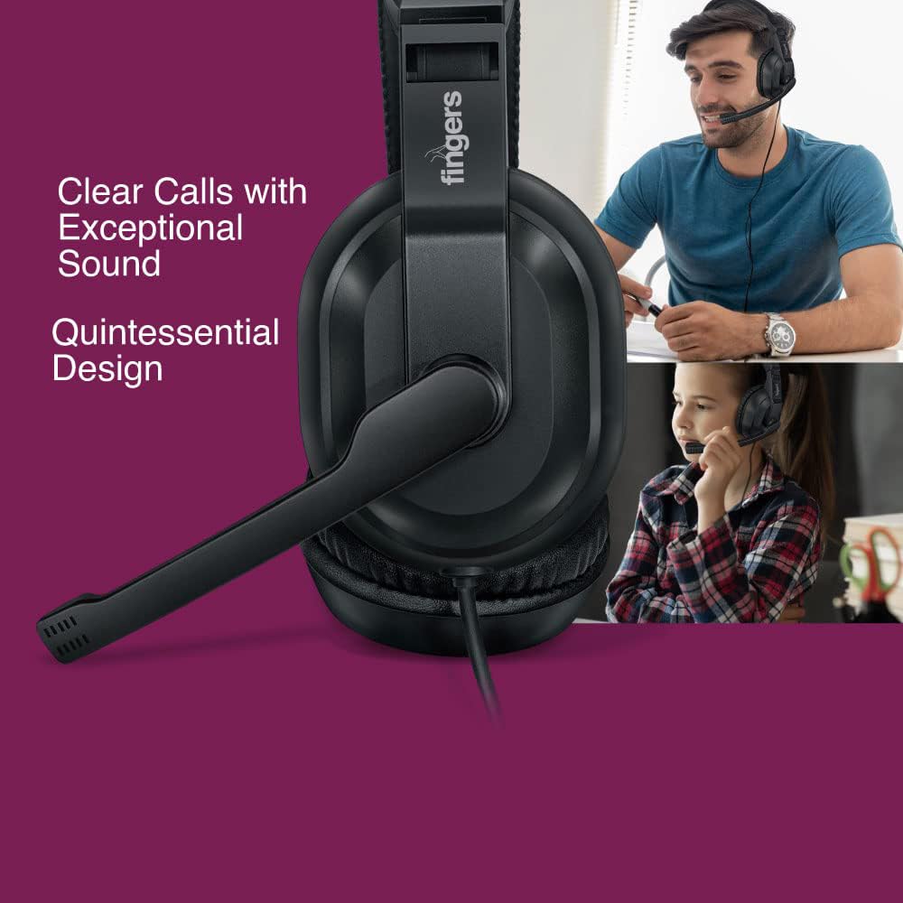 FINGERS S10 Wired On-Ear Headphone with Adjustable Mic - 40 mm Powerful Drivers & Inline Volume Control (Black) 5