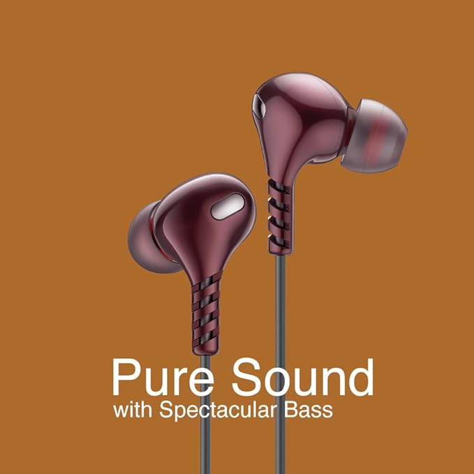 FINGERS SoundGlitz2 Wired Earphones (10 mm Neodymium Driver | Sturdy Cable with L-Pin Connector | Built-in Mic | Free Carry-on Zip Case) (Burgundy) 3