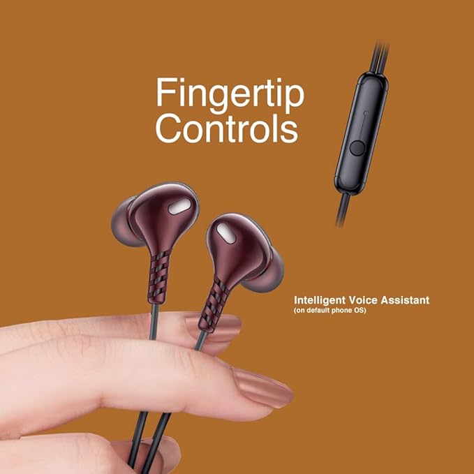 FINGERS SoundGlitz2 Wired Earphones (10 mm Neodymium Driver | Sturdy Cable with L-Pin Connector | Built-in Mic | Free Carry-on Zip Case) (Burgundy) 5