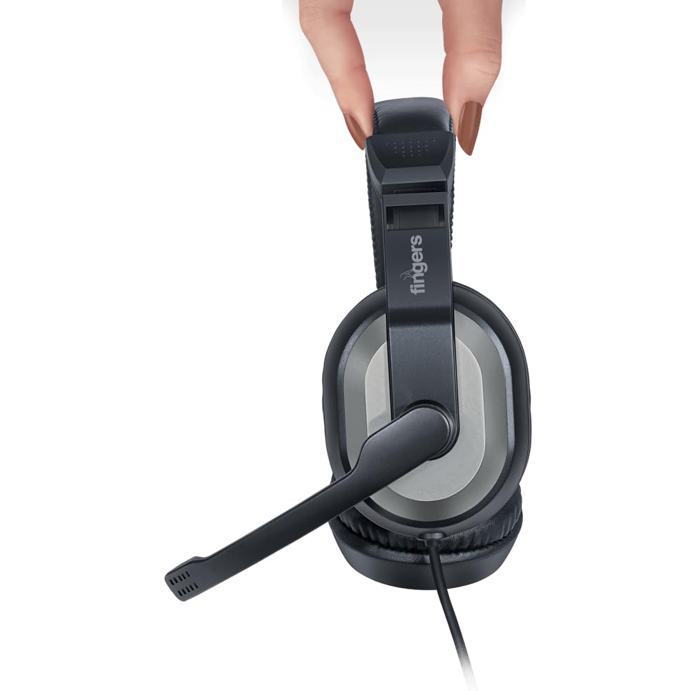 FINGERS F10 Wired Headphone On-Ear with Built-in Adjustable Mic (Crystal Clear Sound, 40 mm Powerful Drivers, Dual 3.5 mm Connectors for Laptops/PCs) 2