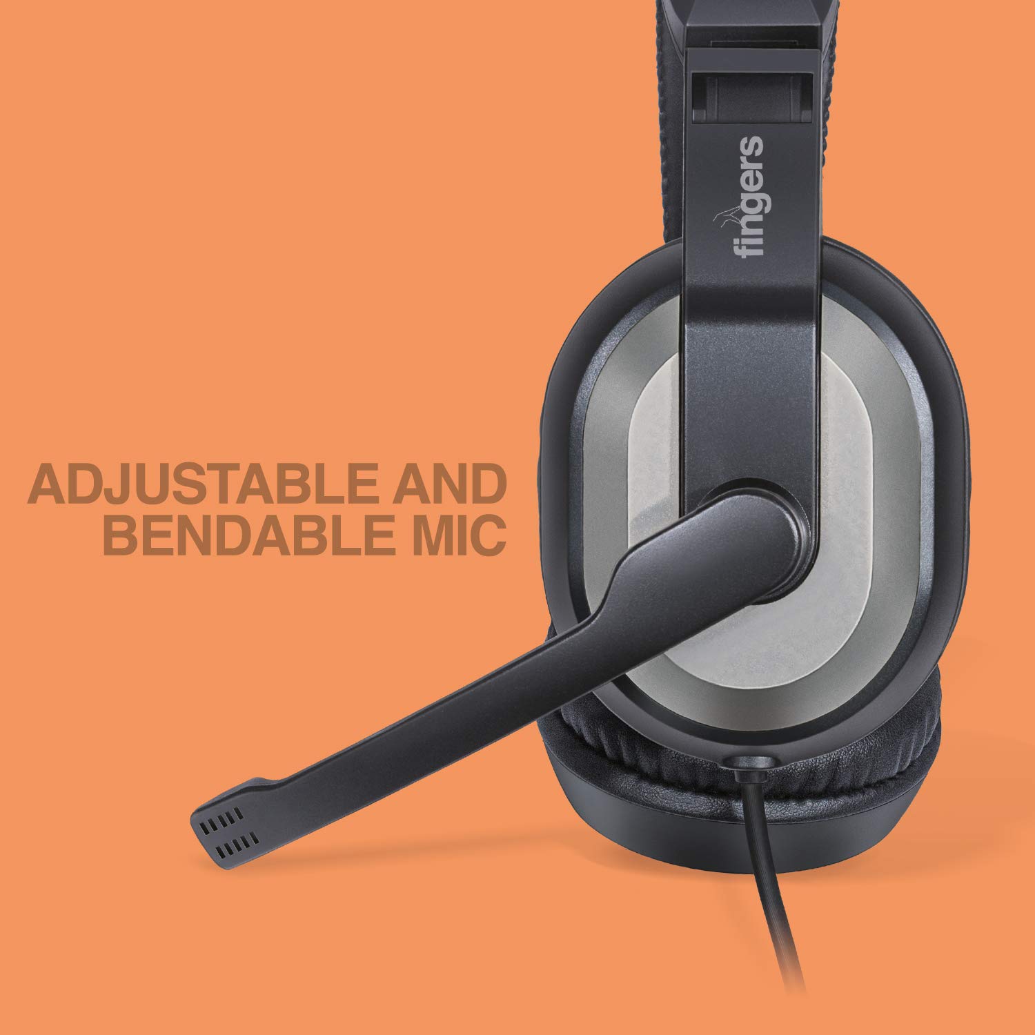 FINGERS F10 Wired Headphone On-Ear with Built-in Adjustable Mic (Crystal Clear Sound, 40 mm Powerful Drivers, Dual 3.5 mm Connectors for Laptops/PCs) 3