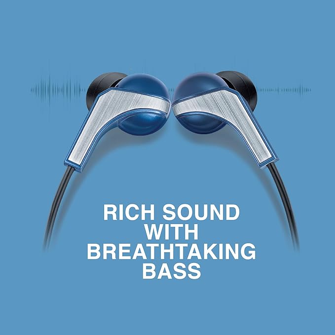 FINGERS SoundBoomerang Wired in-Ear Earphones with Mic (Bundled with Free Zip Carry Case & Golden L-pin Connector) (Imperial Blue + Silver) 4