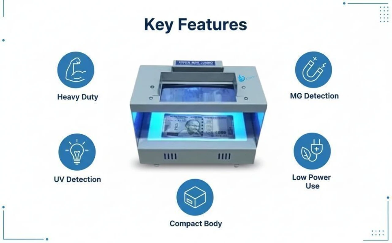 ELCONS MINI JUMBO Countertop Counterfeit Currency Detector (UV, WM)(mini jumbo led) 3