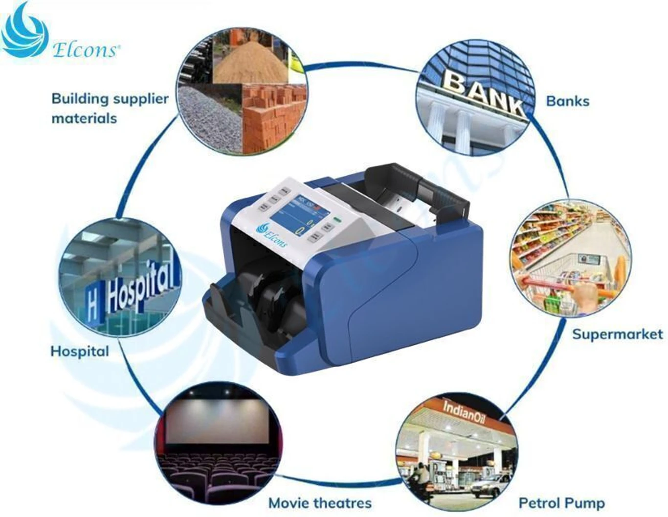 ELCONS P80 BLUE Note Counting Machine (Counting Speed - 1200 notes/min) 3
