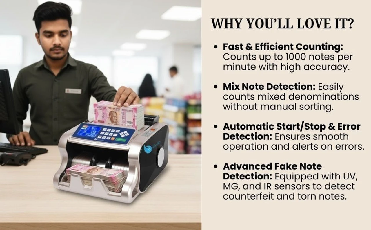 ELCONS 1015T Gold Black Note Counting Machine (Counting Speed - 1000 notes/min) 2