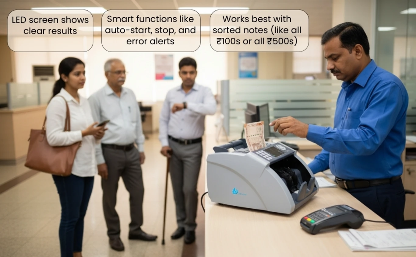 ELCONS Banko 90 GREY Note Counting Machine (Counting Speed - 1000 notes/min) 3
