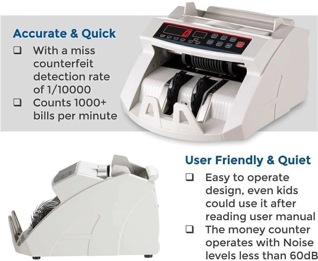 ELCONS LED-WHITE Note Counting Machine (Counting Speed - 1000 notes/min) 2