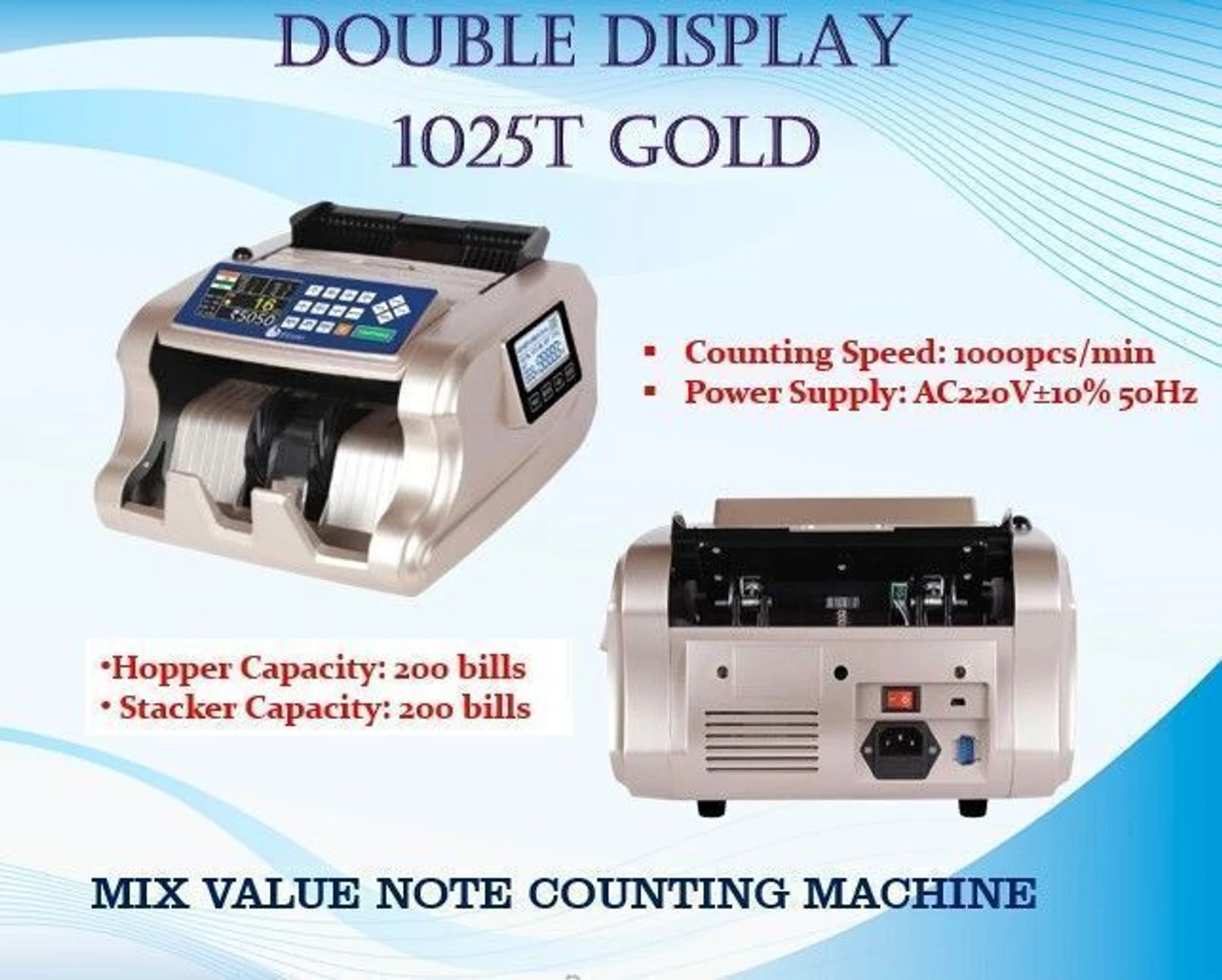 ELCONS 1025T Dual Display Manual Note Counting Machine For all office, shop & Business Note Counting Machine (Counting Speed - 1000 notes/min) 2