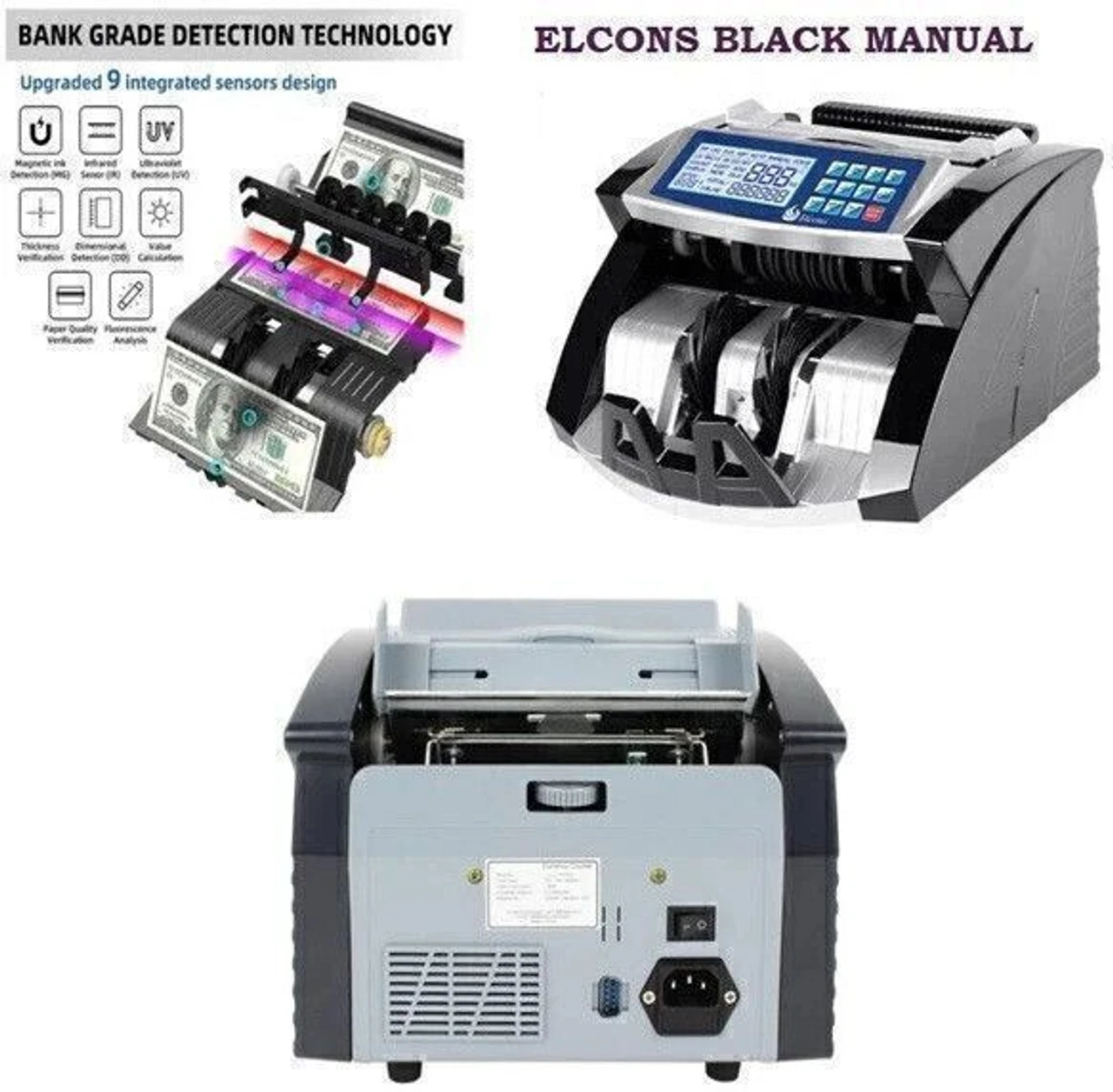 ELCONS EL- BLACK MANUAL Note Counting Machine (Counting Speed - 1000 notes/min) 3