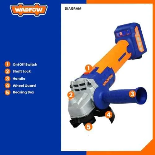 Wadfow 20V 3000 & 9000rpm Brushless Cordless Angle Grinder, WLAPM11 3