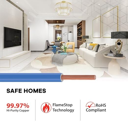 Polycab Etira 1 Sq.mm Flame Retardant (FR) House Wire 90 Meter ,Red  4