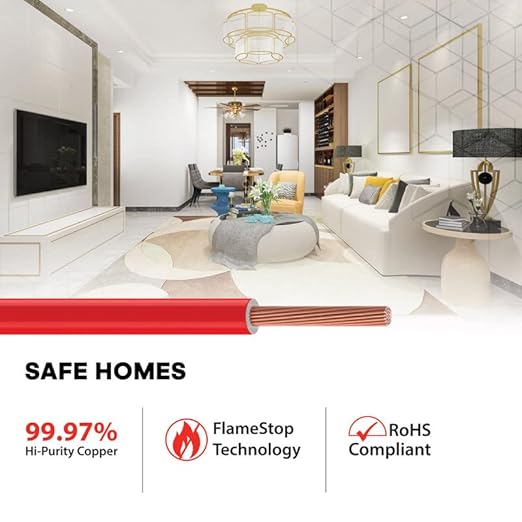 Polycab Etira 2.5 Sq.mm Flame Retardant (FR) House Wire 90 Meter ,Red  2