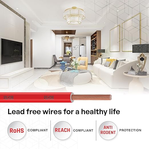 Polycab Optima+ 1 Sq.mm Flame Retardant Lead Free (FRLF) House Wire 90 Meter ,Red  2
