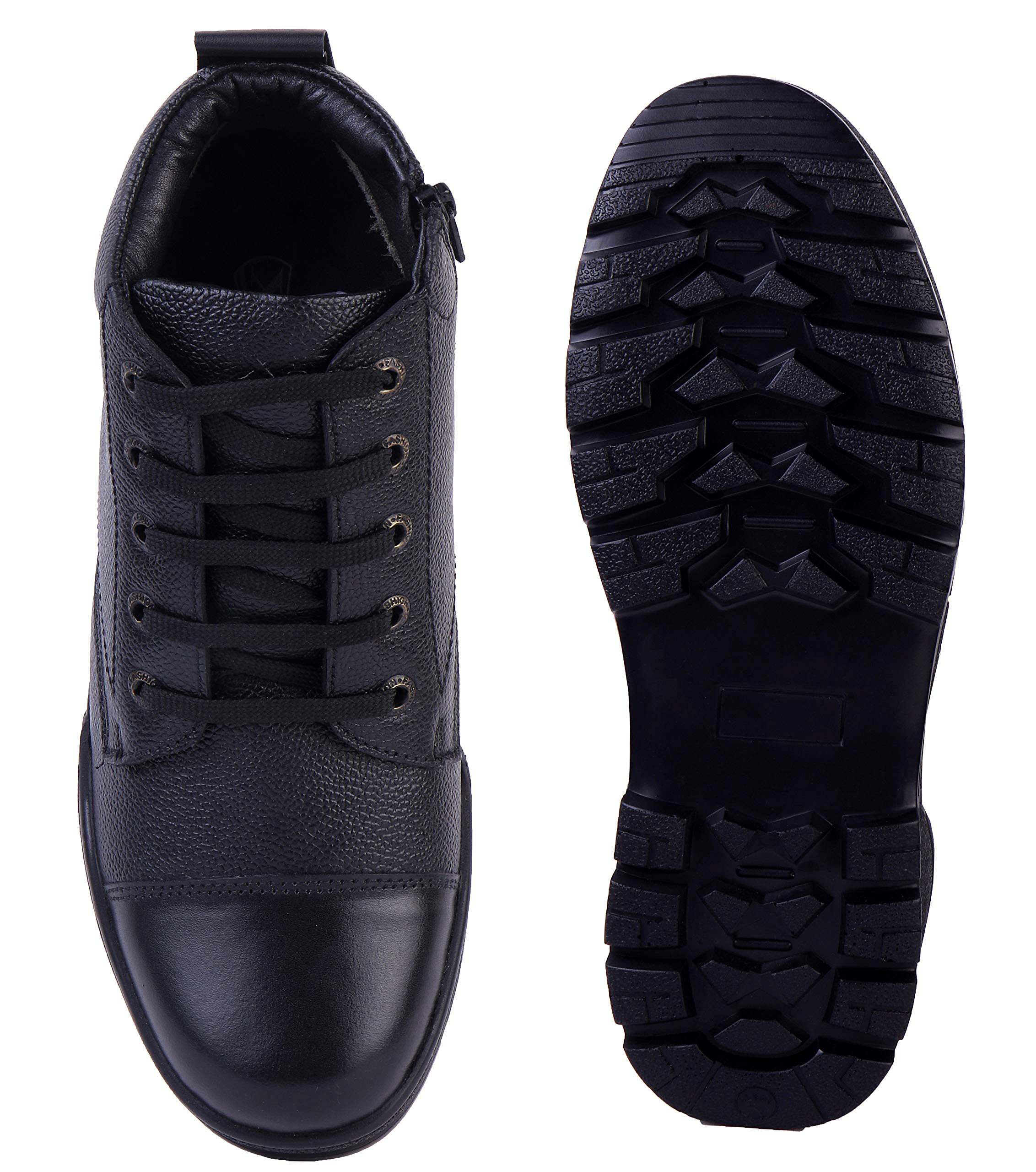 Latest Stylish Genuine Mild Leather Police Boots for Men, Heavy Duty Tactical Work Boots, Anti-Slip Durable Security & Industrial Safety Shoes For Men 4