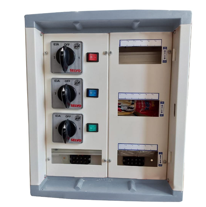 SELVO 63 Amp 6 Ways TPN Phase Selector Distribution Board (Fitted with 1 Pole 3 Ways 63A Rotary switches & duly wired) 2