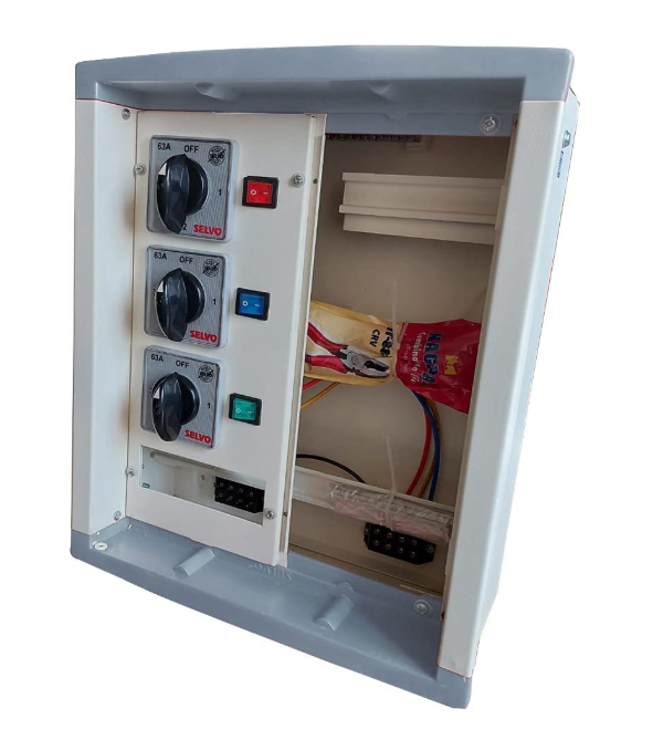 SELVO 63 Amp 6 Ways TPN Phase Selector Distribution Board (Fitted with 1 Pole 3 Ways 63A Rotary switches & duly wired) 3