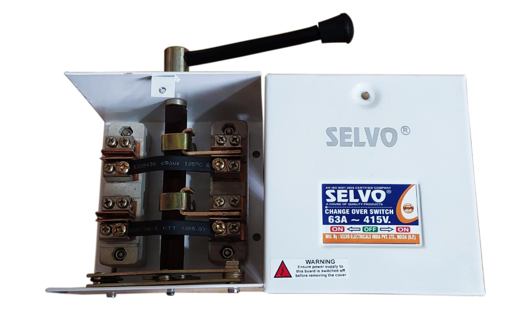SELVO 63A Double Pole Changeover Switch | LT Type Manual Transfer Switch | Main to Generator/Inverter Switch | Heavy Duty 2 Pole Power Switch for Home & Industrial Use 3