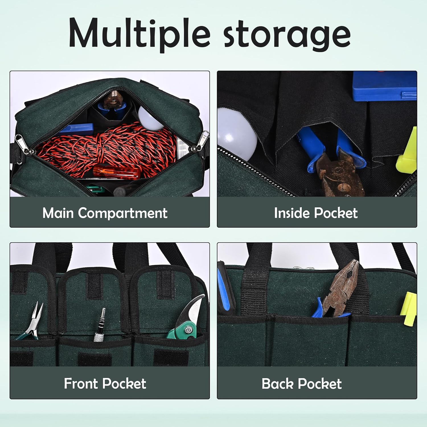 PAHAL Canvas Tool Bag 16 Pocket Waterproof 5