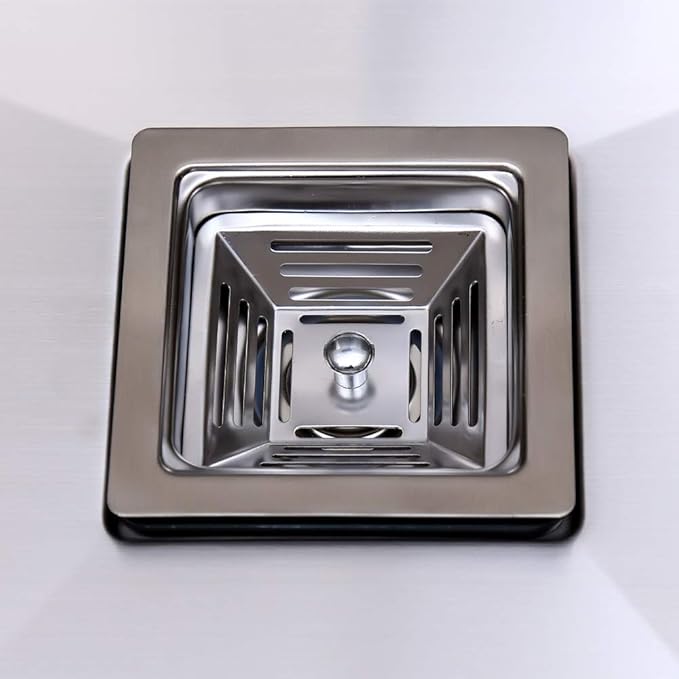 The Sink Shop Stainless Steel 304 Grade Double Bowl Kitchen Sink with Tap Hole | 37x18 Inch Diamond Cut Square Design | Chrome Silver 4