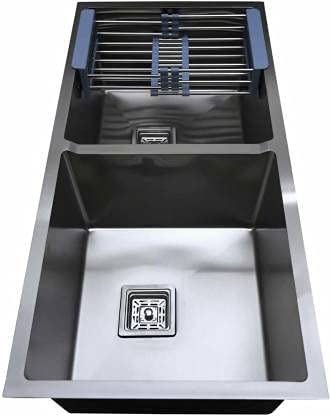 The Sink Shop Luxury 304 Grade Stainless Steel Double Bowl Kitchen Sink | 45x20x10 Inch | Satin Finish Silver 2