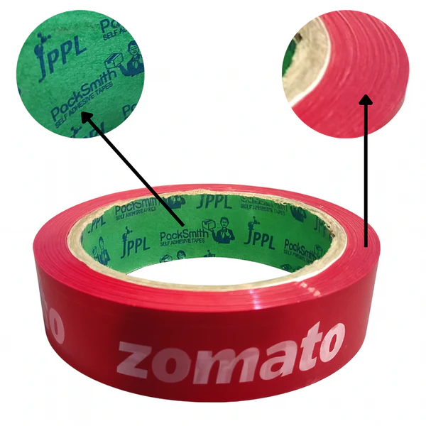 JPPL Zomato Food Packaging Tape Suitable For E-Commerce (1 Inch X 65 Meter) - Red(PACK OF 24) 2