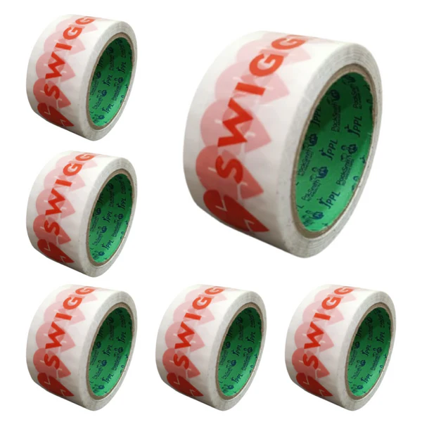 Swiggy Food Packaging Tape | Very Strong Adhesive Tape For Small Food Business | (2 Inch X 65 Meter) - White (PACK OF 6) 4
