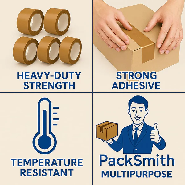 JPPL Brown Packing Tape (2" x 65m) – Strong Adhesive Carton Sealing Tape for Shipping, Moving & Packaging(Pack Of 6) 5