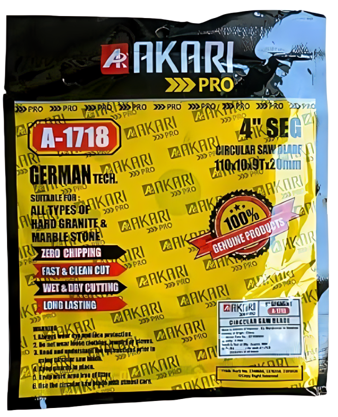 Akari Pro 4 inch/100 mm Diameter and 9 Teeth Segmented Marble Cutting Blade A-1718- (Set of 5) 4