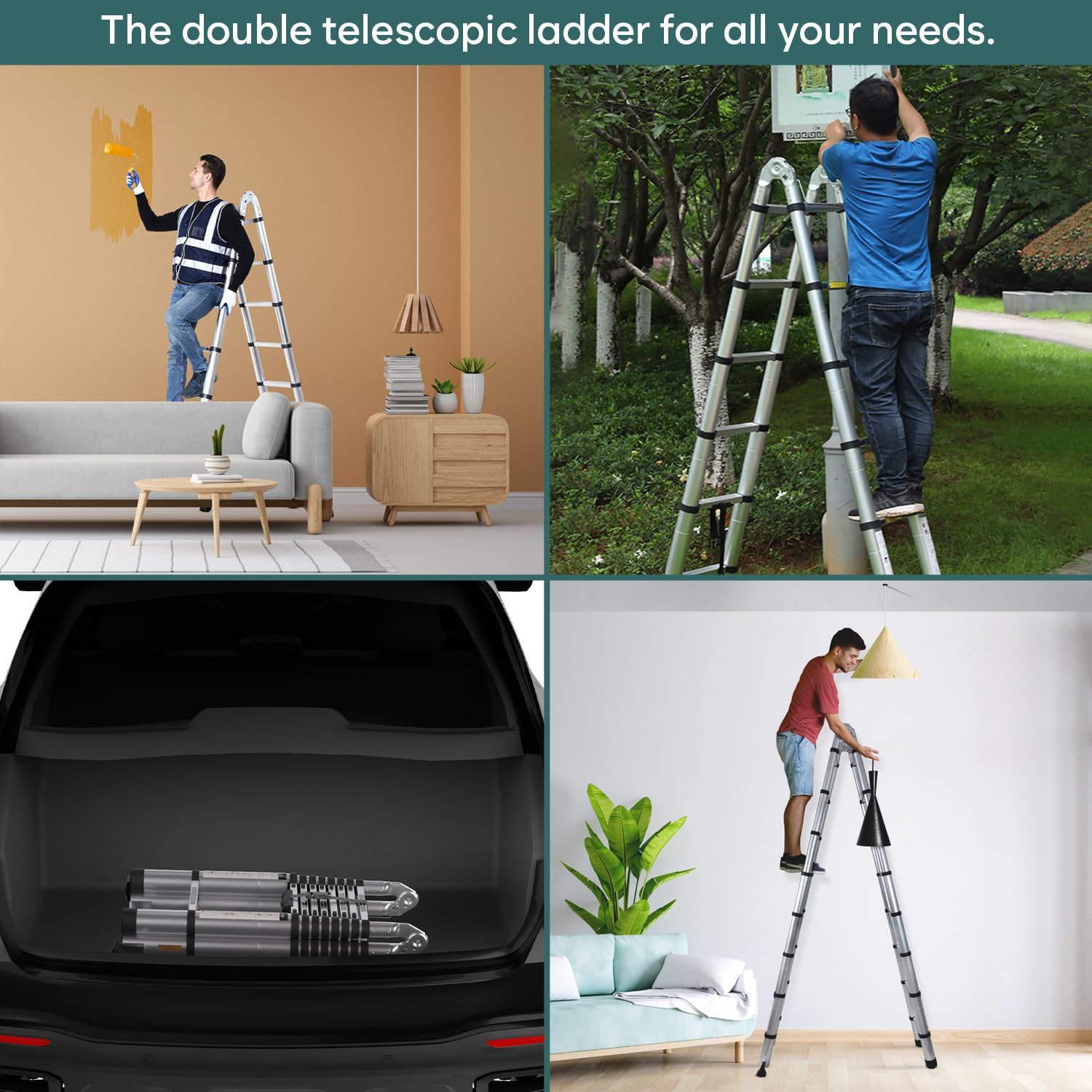 Corvids Portable and Compact 14.5 feet A Type Aluminium Telescopic Ladder with 14 Steps | 2-Year Warranty | for Household and Outdoor Use EN131 Certified (14.5 ft (4.4 m) - A Type) 5