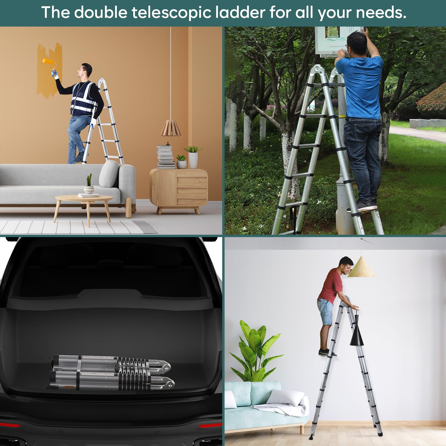 Corvids Portable and Compact 19 ft A Type Aluminium Telescopic Ladder with 18 Steps | 2-Year Warranty | for Household and Outdoor, EN131 Certified (19 ft (5.6 m) - A Type) 3