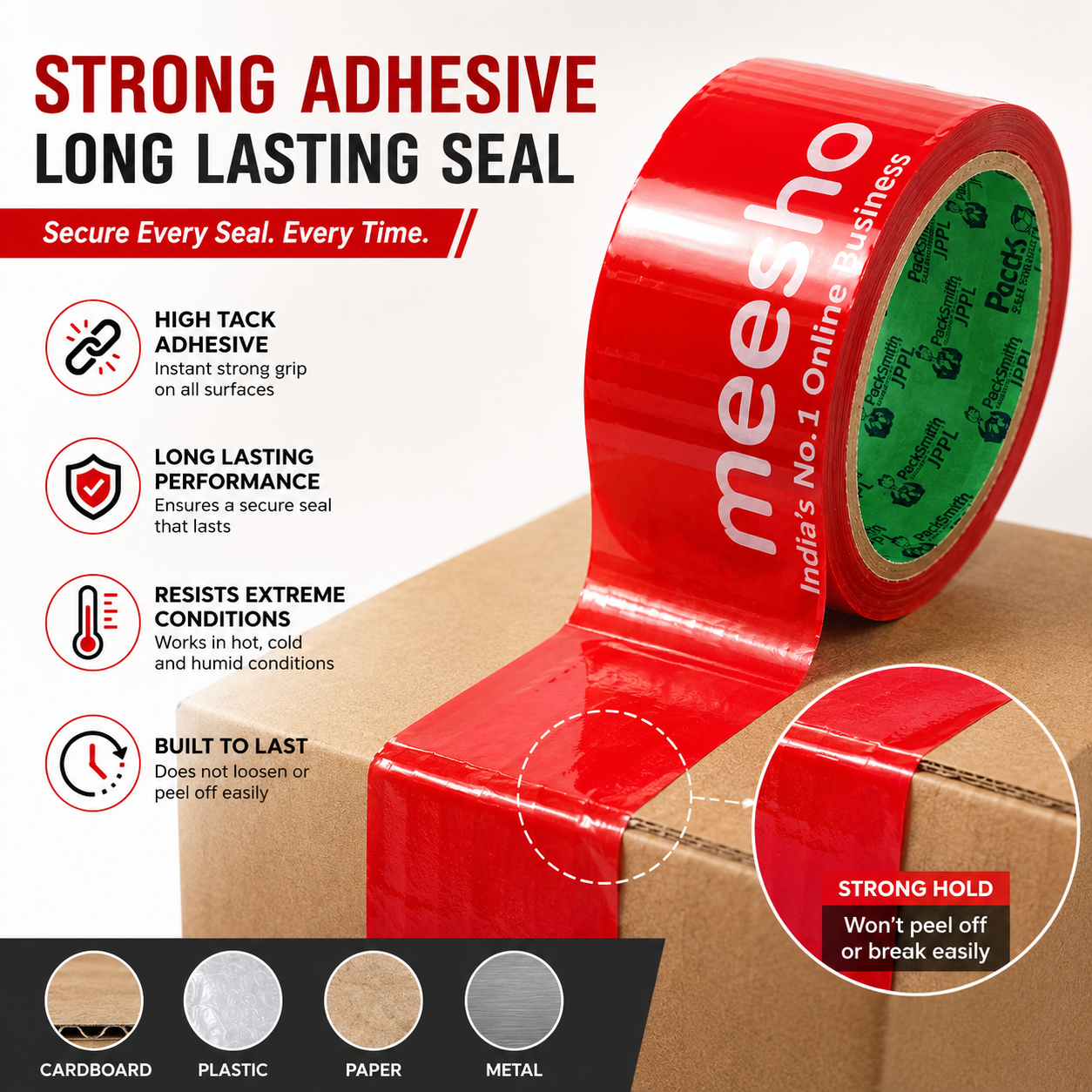 Meesho Packaging Tape 2 inch x 65 meter meesho packing material for e-commerce ( PACK OF 6) 3