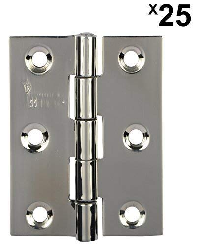 ssiskcon 2.5" inch x 16 Gauge 1.7mm Thick Pack of 25 Stainless Steel Small Door Butt Hinges Glossy Finish Classic Series Normal Movement 4
