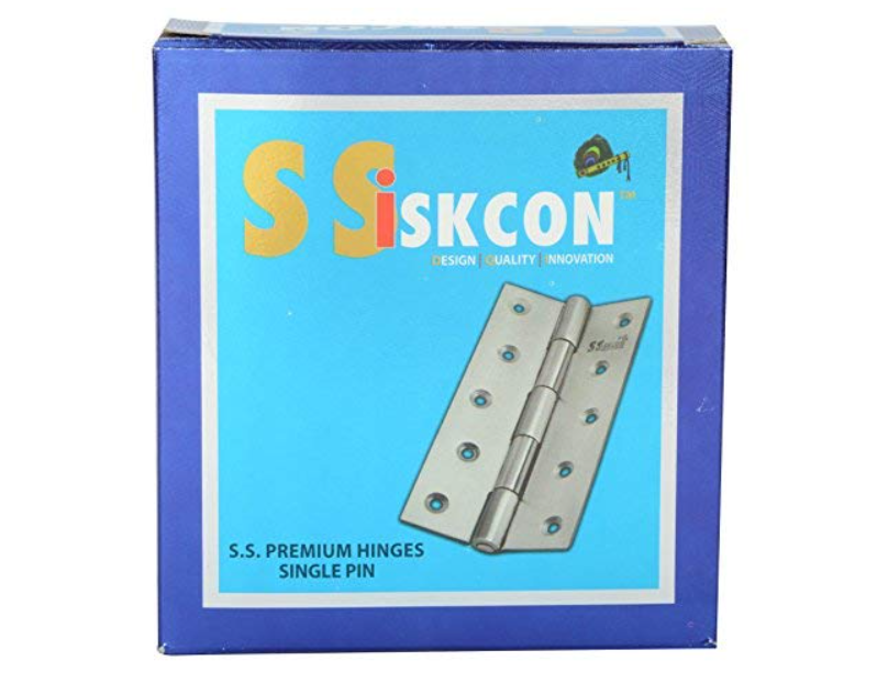 ssiskcon 4" Inch 12 Gauge/Pack of 6 Hinge 5" Inch Obstacle Gap Stainless Steel C-Type Parliament Door Hinges Glossy Finish Normal Movement Classic Series 4